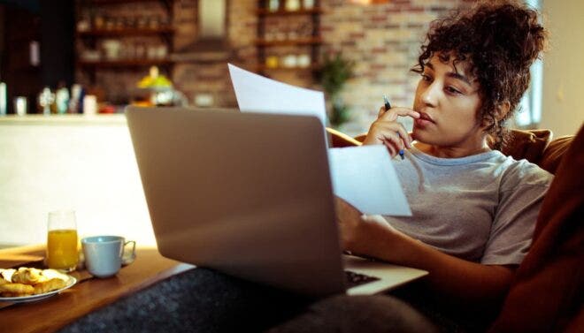 Woman reviewing papers