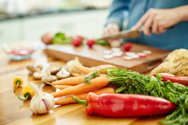 Chef chopping vegetables